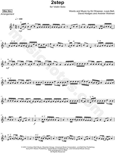 Wei Nin 2step Sheet Music Violin Solo In E Minor Download And Print