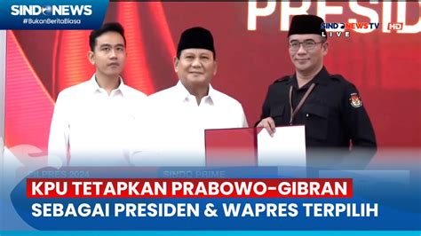 Pasangan Prabowo Gibran Resmi Ditetapkan Presiden Wakil Presiden