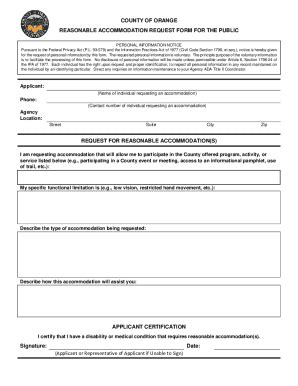 Fillable Online Ada Title Ii Reasonable Accommodation Form Fax Email