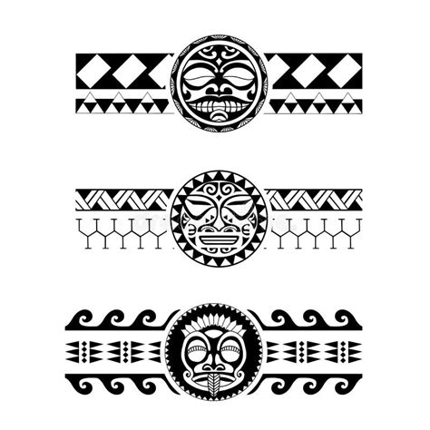 Polynesian Armband Tattoo Stencil Set Pattern Samoan Black And White