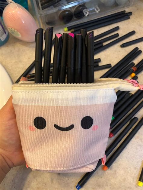 Boba Milk Bubble Tea Pencil Case Cute Kawaii Stationary Etsy