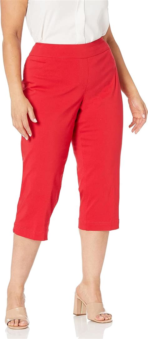 Slim Sation Womens Plus Size Wide Band Pull On Straight Leg Capri With