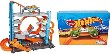 Hot Wheels Garage Con Pista Connettibile Piu 20 Macchinine FTB69 DXY59 IdeaLuceStore