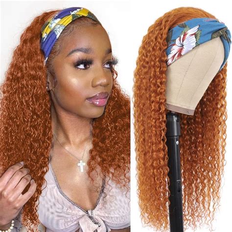 Amazon NICMISS Ginger Orange Headband Wig Human Hair Deep Wave