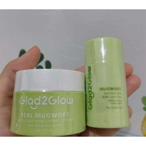 Jual Glad Glow Real Mugwort Salicylic Acid Acne Control Clay Mask Stick