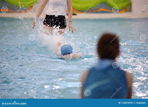 Children Swimming Competition in Pool, Relay Race Stock Image - Image of kids, excitement: 153875991