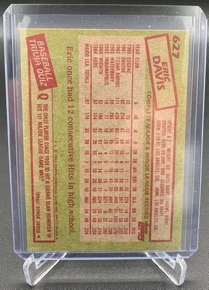 1985 Topps 627 Eric Davis Rc Cincinnati Reds Auction Ohio