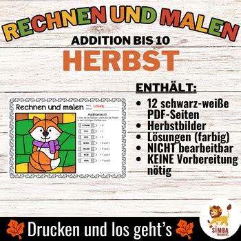 Rechen Mal Blätter Addition ZR 10 German Herbst NO PREP Activity