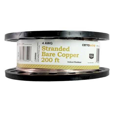 Cerrowire 200 Ft 4 Gauge Stranded SD Bare Copper Grounding Wire 050