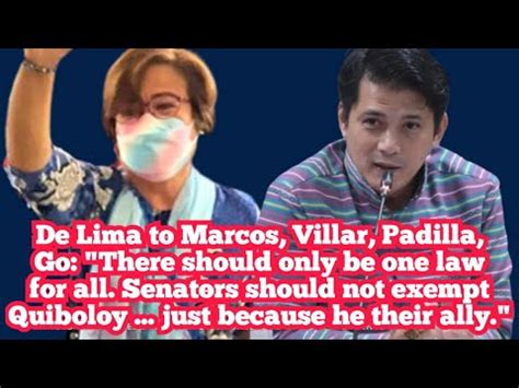 De Lima Pinahiya At Nilekturan Mga Pro Quiboloy Senators Leila Dapat