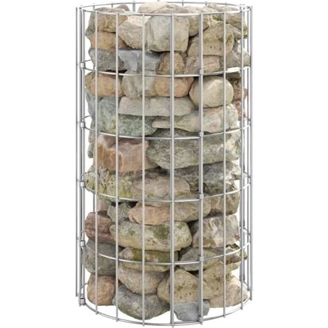 Poteau À Gabion Circulaire Acier Galvanisé Ø30X50 Cm Bordure Pierre Kit