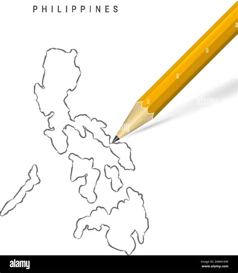 Mapa De Contorno De Croquis De Filipinas Aislado Sobre Fondo Blanco