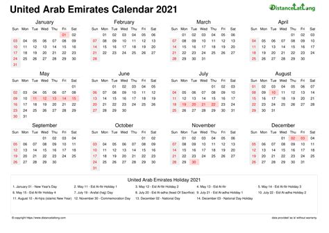 Uae Calendar With Holidays Printable Calendar Printable