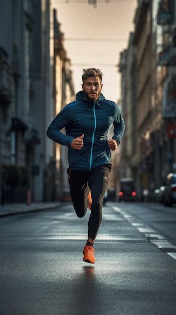 Premium Ai Image A Man Running In The City Male Runner