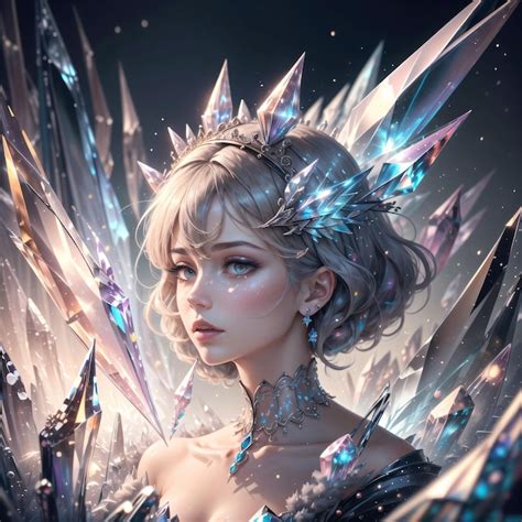 Premium AI Image A Woman With Ice Crystals On Her Head And The Word