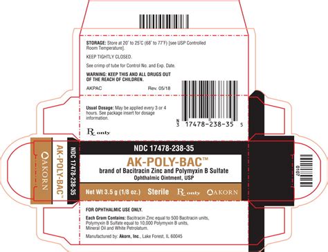 Bacitracin Zinc And Polymyxin B Sulfate Ophthalmic Ointment Usp Sterile