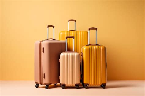 Premium Photo | A group of luggage on wheels