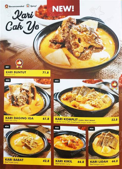 Menu At Chop Buntut Cak Yo Restaurant South Jakarta Setiabudi One