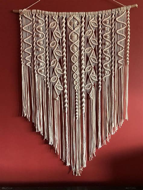 Large Macrame Wall Hanging Bohemian Woven Wall Decor Etsy Artesanato Com Palito De Picolé