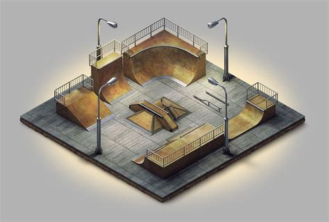 Miniature Playgrounds On Behance Skatepark Design Skate Park