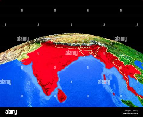 Bimstec Miembro Miembros Sobre El Modelo Del Planeta Tierra Con Las Fronteras Del País Y Muy