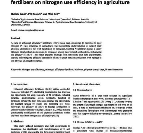 Impact Of Banding Enhanced Efficiency Nitrogen Fertilizers On Nitrogen Use Efficiency In