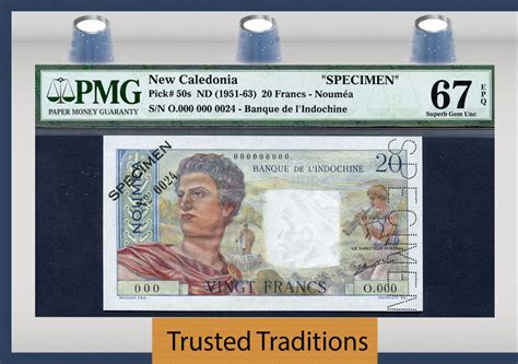 Welt Banknoten Francs Tt Pk S New Caledonia Pmg Epq