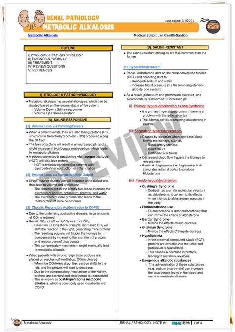 Metabolic Alkalosis Notes Ninjanerd Medicine