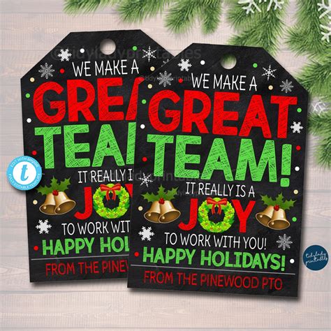 Christmas We Make A Great Team Appreciation T Tag — Tidylady Printables