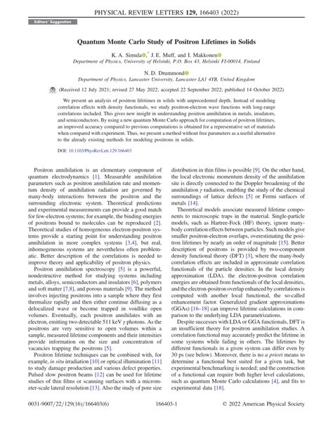 Pdf Quantum Monte Carlo Study Of Positron Lifetimes In Solids