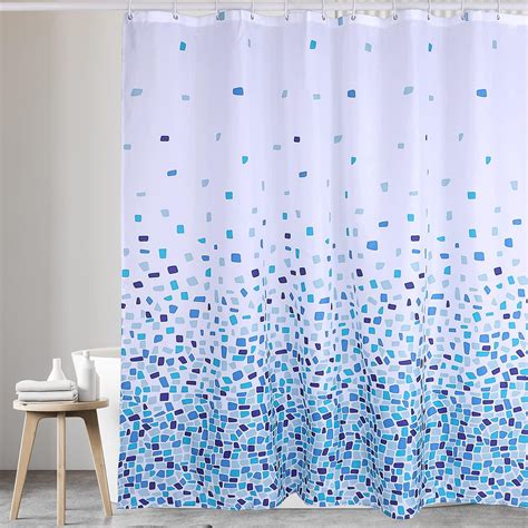 Ansio Shower Curtain Mould And Mildew Resistant Mosaic Blue 180 X