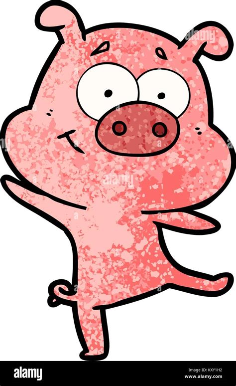 Happy Cartoon Pig Dancing Stock Vector Image And Art Alamy