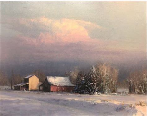 Late Evening By Michael Godfrey Winter Landscape Painting Landscape