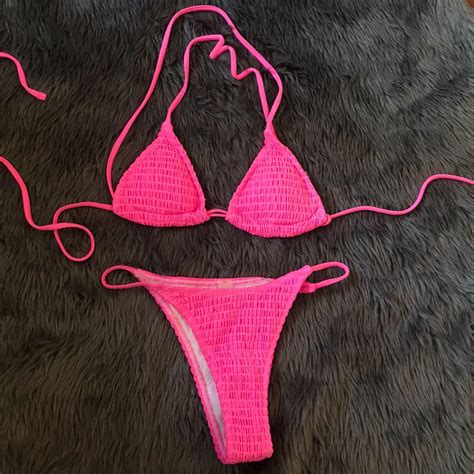 SHEIN Hot Pink Y K Bikini Swimsuit Women S Fashion Swimwear Bikinis Swimsuits On Carousell