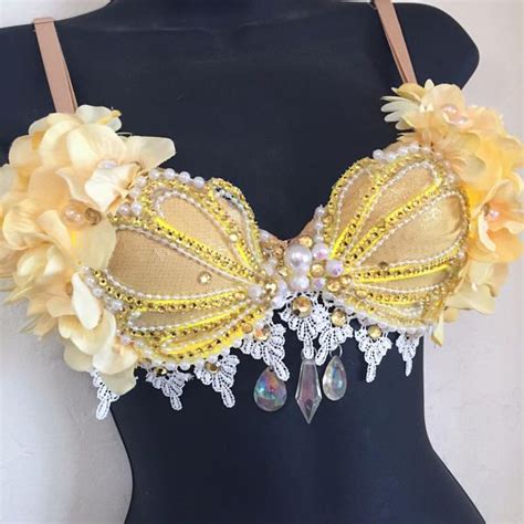 Led Yellow Siren Seashell Bra Led Lights Rave Wear Rave Wear Rave