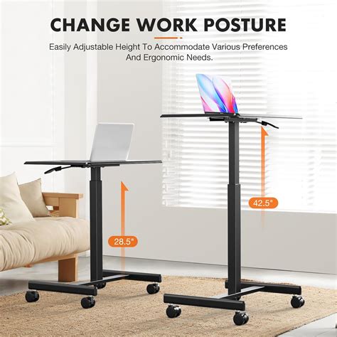 Sweetcrispy Mobile Small Stading Desk - Sit Stand Desk, Portable ...