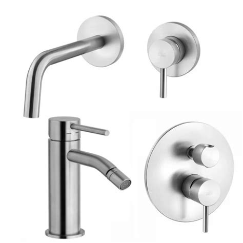 Set miscelatore lavabo Ø 7 cm bocca 24 8 cm con bidet ed incasso doccia