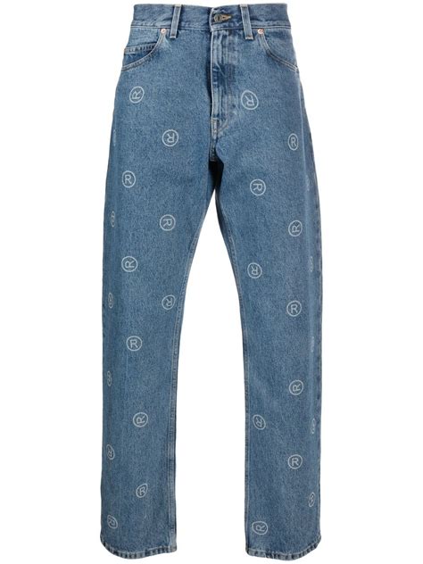 Martine Rose Monogram Print Straight Leg Jeans Farfetch