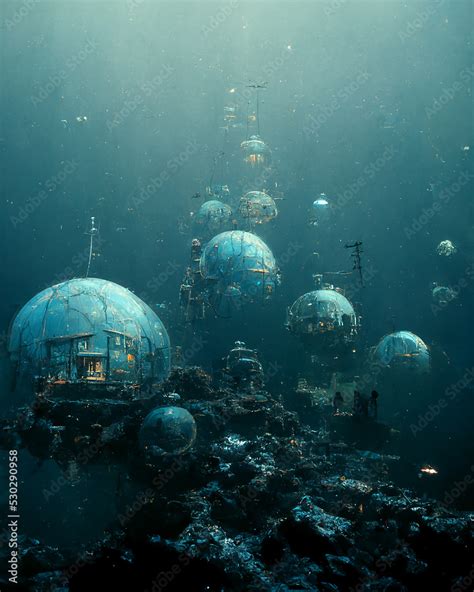 Alien Underwater Base In Sea Abyss Sci Fi Art Illustration Buildings