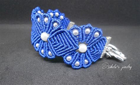 Macrame Blue Flower Bracelet Izabela Craftwork