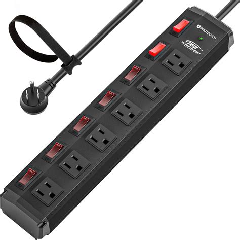 Amazon CRST 6 Outlet Metal Power Strip With Individual Switches