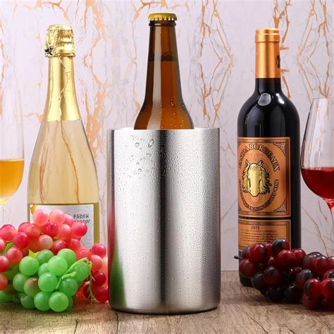 Wine Chiller Cooler Ice Buckets Metal Bottle Cooler Stainless Steel Double Walled Wine Bottle