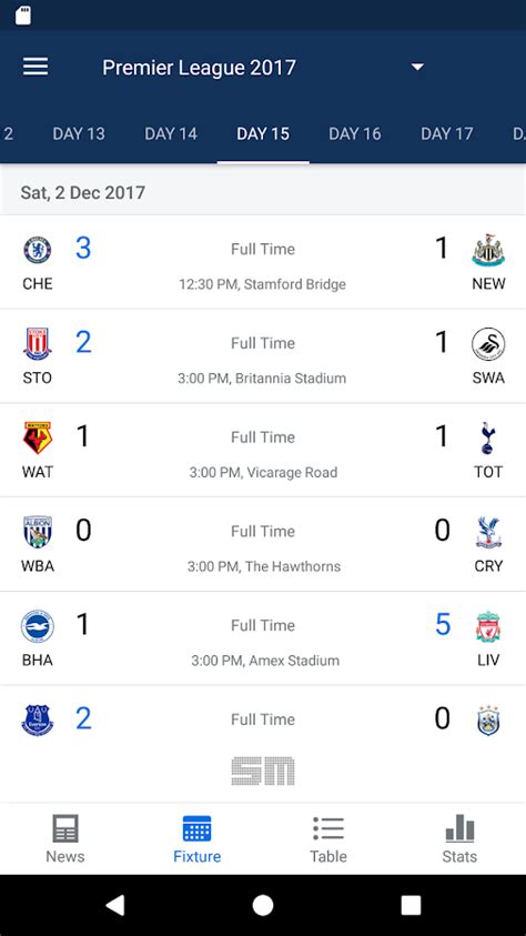 Epl Live English Premier League Scores And Stats Android Apps On