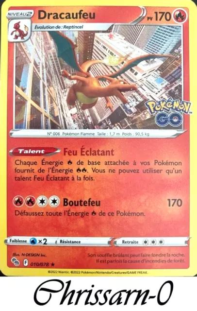 CARTE POKÉMON Dracaufeu Rare Holo 010 078 EB10 5 Pokémon Go Fr EUR 4