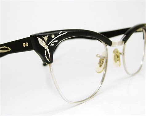 Vintage 50s Black Cat Eye Eyeglasses Frame Nos Never Worn 12k Etsy