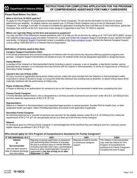 Va Form 10 10cg Download Fillable Pdf Or Fill Online Application For