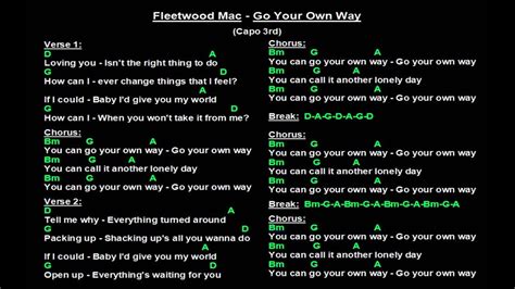 Fleetwood Mac Go Your Own Way Backing Track With Guitar Chords And