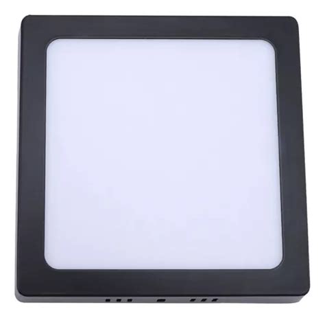 Panel Plafon W Cuadrado Led Aplicar Negro Lm Frio Mercadolibre