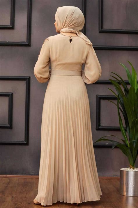 Beige Hijab Dress 30060bej Neva