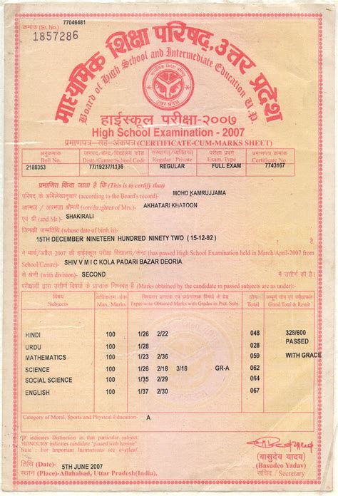 High School10 Th Marksheet Mohdkamarujjama Siddique Flickr